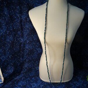 Dark Blue Faceted Glass Bead Dark Blue Knotted 60" Strand Necklace